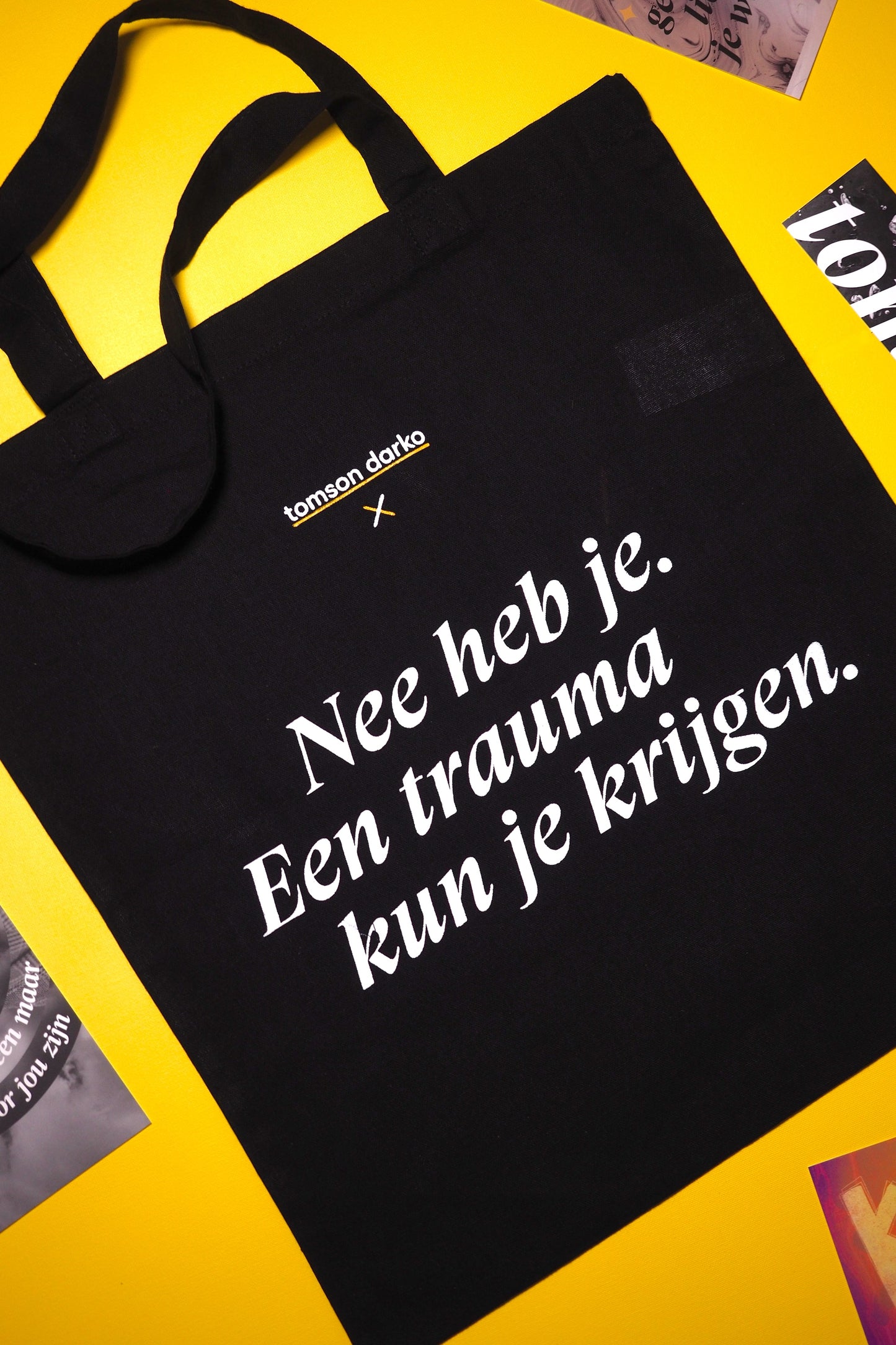 Katoenen tas Nee heb je. Trauma kun je krijgen