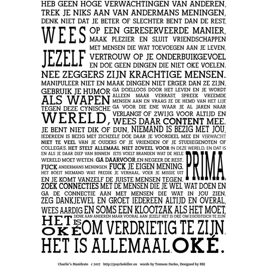 Poster Charlies Manifesto A2 formaat